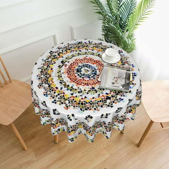 Mandala Round Tablecloth 60 Inch Waterproof Tablecloths Boho Table Cloth Decorative for Picnic Party Holiday Home Indoor Outdoor