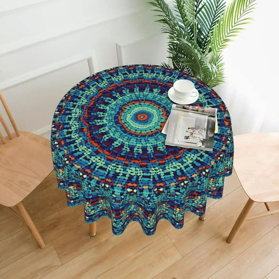 Mandala Round Tablecloth 60 Inch Waterproof Tablecloths Boho Table Cloth Decorative for Picnic Party Holiday Home Indoor Outdoor