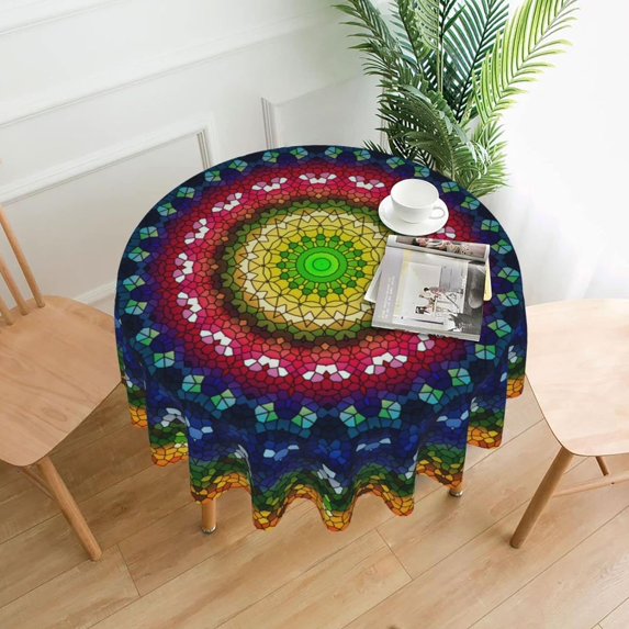Mandala Round Tablecloth 60 Inch Waterproof Tablecloths Boho Table Cloth Decorative for Picnic Party Holiday Home Indoor Outdoor