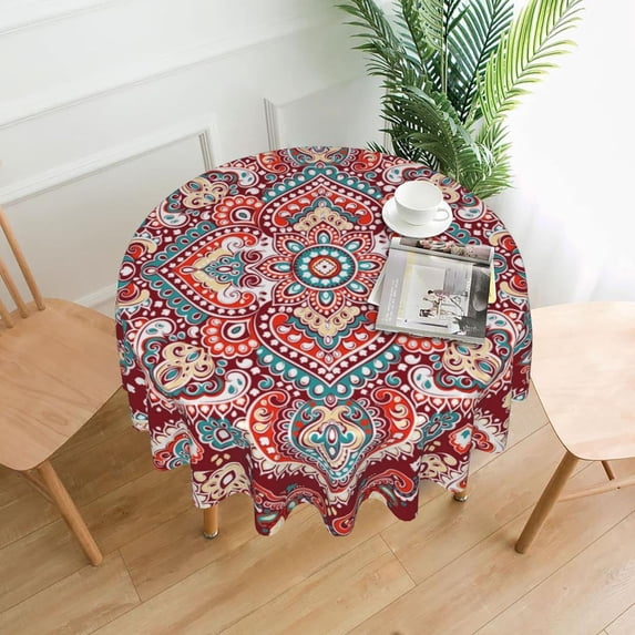Mandala Round Tablecloth 60 Inch Waterproof Tablecloths Boho Table Cloth Decorative for Picnic Party Holiday Home Indoor Outdoor