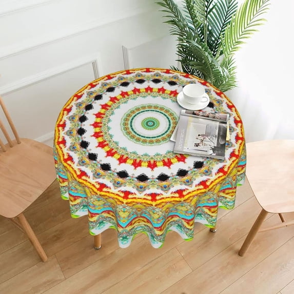 Mandala Round Tablecloth 60 Inch Waterproof Tablecloths Boho Table Cloth Decorative for Picnic Party Holiday Home Indoor Outdoor