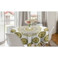 thumbnail image 1 of Mandala Round Tablecloth, Circle Mandala Pattern Butterflies with Leaves Natural Composition, Circle Table Cloth Cover for Dining Room Kitchen Decoration, 60", Yellow Cream Brown, by Ambesonne, 1 of 1