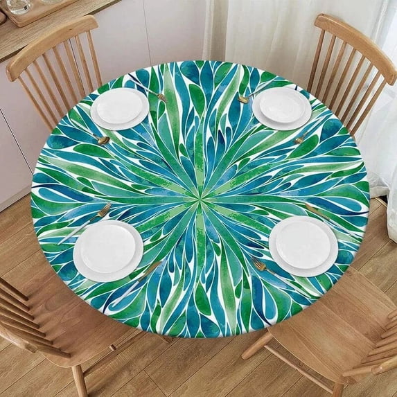 Mandala Round Tablecloth Waterproof Elastic Dining Table Decoration Accessories Boho Style Home Kitchen Dining Room Decoration