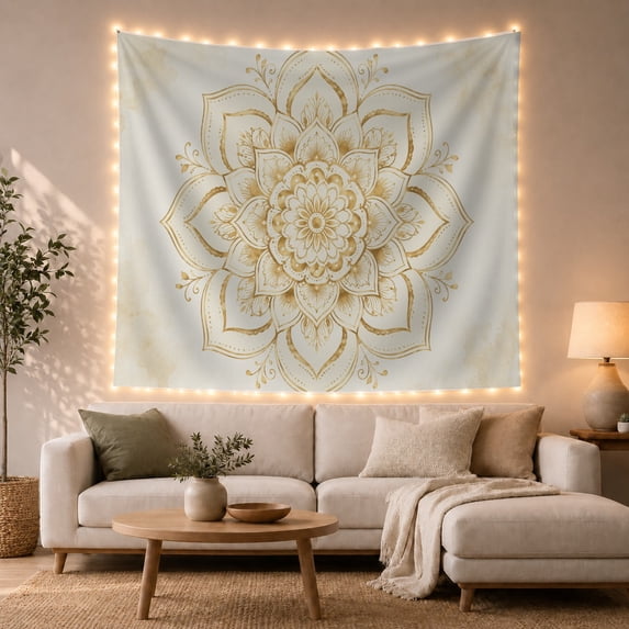Mandala Shades Giving with Metallic Kissed Appearance Consists, Mystical Fantasy for Space Lovers, Galaxy Room Decor, Housewarming Gift, Tapestry Wall Hanging for Bedroom and Dorm