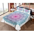 thumbnail image 1 of Ambesonne Mandala Fitted & Top Sheet Set with Shams, Floral Form, White Pink and Blue, 1 of 5