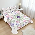 thumbnail image 1 of Ambesonne Mandala Fitted & Top Sheet Set with Shams, Round Flower Frame, Purple White Green, 1 of 7