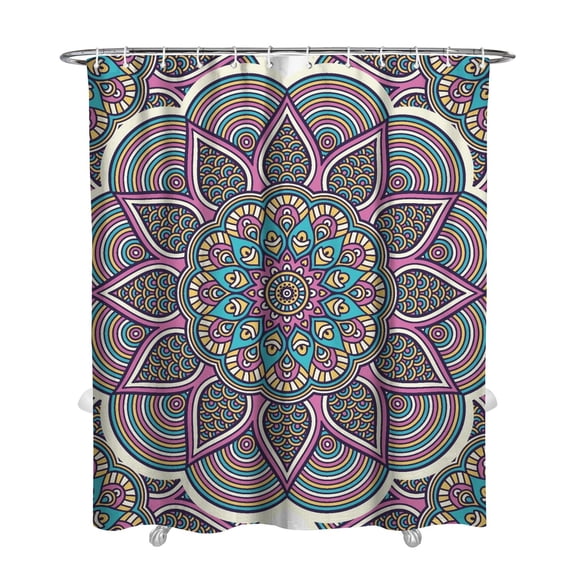 Mandala Shower Curtain Tribal Boho Design Waterproof Bathroom Decor 72x84 Inch Premium Polyester Fabric with 12 Hooks