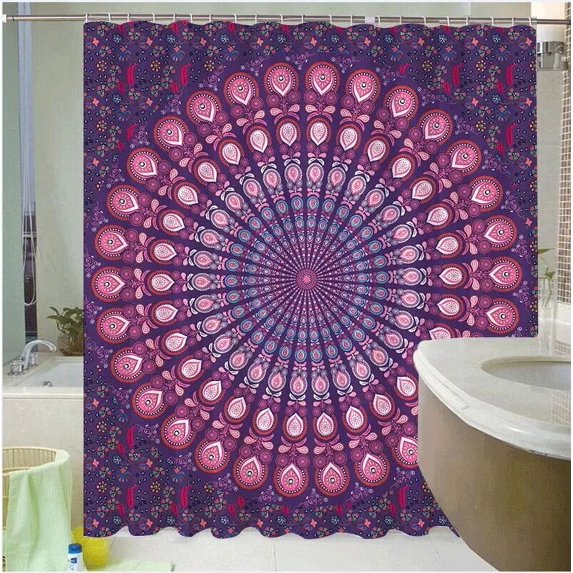 Mandala Shower Curtain Waterproof Floral Bohemian Bath Accessories for Bathroom Waterproof Fabric Shower Curtain