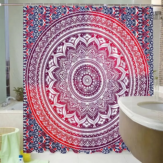 Mandala Shower Curtain Waterproof Floral Bohemian Bath Accessories for Bathroom Waterproof Fabric Shower Curtain