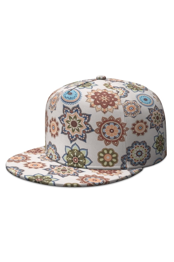 Mandala Snapback Hat Hip Hop Style Colorful Flat Bill Hats Teens Adjustable Baseball Cap for Streetwear Fashion