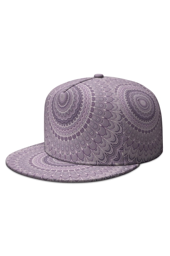 Mandala Snapback Hat for Men Women, Adjustable Meditation-Inspired Baseball Cap, Trippy Geometric Print, Flat Brim Breathable Flat Brim Back