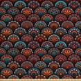 thumbnail image 1 of Ambesonne Mandala Fabric by the Yard Upholstery, Geometric Floral Forms, 2 Yards, Scarlet Orange Blue, 1 of 4