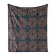 thumbnail image 1 of Mandala Soft Flannel Fleece Blanket, Ornate Lace Chinese Pattern Circles Swirls and Dots Flower Illustration, Cozy Plush for Indoor and Outdoor Use, 50" x 70", Blue Vermilion Black, by Ambesonne, 1 of 5
