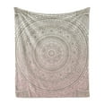 thumbnail image 1 of Mandala Soft Flannel Fleece Throw Blanket, Abstract Floral Design with Themes Native South East Folklore, Cozy Plush for Indoor and Outdoor Use, 50" x 60", Pale Pink White Beige, by Ambesonne, 1 of 5