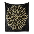 thumbnail image 1 of Mandala Soft Flannel Fleece Throw Blanket, Abstract Golden Yellow Toned Ornament on Dark Backdrop, Cozy Plush for Indoor and Outdoor Use, 60" x 80", Black Mustard, by Ambesonne, 1 of 5
