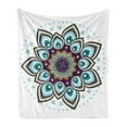 thumbnail image 1 of Mandala Soft Flannel Fleece Throw Blanket, Boho Lotus Flower Microcosm Motif Unique Retro Theme, Cozy Plush for Indoor and Outdoor Use, 50" x 70", Purple Brown and Teal, by Ambesonne, 1 of 5