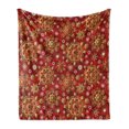 thumbnail image 1 of Mandala Soft Flannel Fleece Throw Blanket, Christmas New Year Ornaments Inspired Floral Design, Cozy Plush for Indoor and Outdoor Use, 60" x 80", Earth Yellow Vermilion, by Ambesonne, 1 of 5