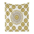 thumbnail image 1 of Mandala Soft Flannel Fleece Throw Blanket, Circle Mandala Pattern Butterflies with Leaves Natural Composition, Cozy Plush for Indoor and Outdoor Use, 60" x 80", Yellow Cream Brown, by Ambesonne, 1 of 5