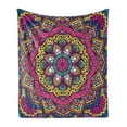 thumbnail image 1 of Mandala Soft Flannel Fleece Throw Blanket, Colorful Abstract Motif Folk Inspired Cultures Floral of Cosmos, Cozy Plush for Indoor and Outdoor Use, 50" x 70", Multicolor White, by Ambesonne, 1 of 5