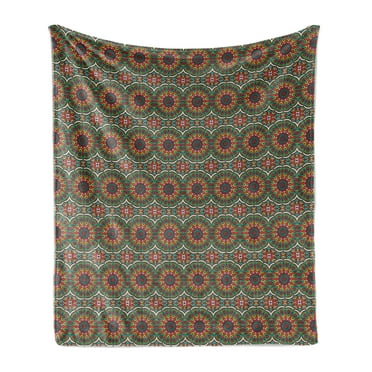 Mandala Soft Flannel Fleece Throw Blanket, Colorful Art Inspiration Chinese Design Blossoms, Cozy Plush for Indoor and Outdoor Use, 60" x 80", Multicolor, by Ambesonne