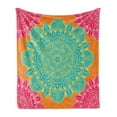 thumbnail image 1 of Mandala Soft Flannel Fleece Throw Blanket, Eastern Motif with Blossoming Flower Pattern on Warm Colored Backdrop, Cozy Plush for Indoor and Outdoor Use, 50" x 70", Multicolor, by Ambesonne, 1 of 5