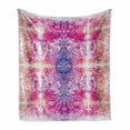 thumbnail image 1 of Mandala Soft Flannel Fleece Throw Blanket, Far Eastern Style Traditional Mandala Tie Dye Effect Ombre Print Harmony Theme, Cozy Plush for Indoor and Outdoor Use, 70" x 90", Pink, by Ambesonne, 1 of 5