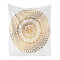 thumbnail image 1 of Mandala Soft Flannel Fleece Throw Blanket, Floral and Circular Oriental Art Therapy Mediation Calm Relaxation, Cozy Plush for Indoor and Outdoor Use, 50" x 70", Ginger and Pale Orange, by Ambesonne, 1 of 6