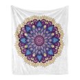 thumbnail image 1 of Mandala Soft Flannel Fleece Throw Blanket, Flower Shaped Universe Chart with Color Contours Occult Esoteric Folk Image, Cozy Plush for Indoor and Outdoor Use, 70" x 90", Purple Yellow, by Ambesonne, 1 of 5