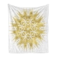 thumbnail image 1 of Mandala Soft Flannel Fleece Throw Blanket, Geometric Elements Vintage Vivid Motif Oriental Style, Cozy Plush for Indoor and Outdoor Use, 50" x 70", Yellow and White, by Ambesonne, 1 of 5