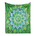 thumbnail image 1 of Mandala Soft Flannel Fleece Throw Blanket, Grand Leaf Forms of Nature and Theme Green Boho Style Floral Print, Cozy Plush for Indoor and Outdoor Use, 50" x 60", Green Blue, by Ambesonne, 1 of 6