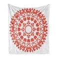thumbnail image 1 of Mandala Soft Flannel Fleece Throw Blanket, Hungarian Round Folk Art Pattern Tulips Traditional Kalocsai Old Fashioned, Cozy Plush for Indoor and Outdoor Use, 60" x 80", White Red, by Ambesonne, 1 of 6