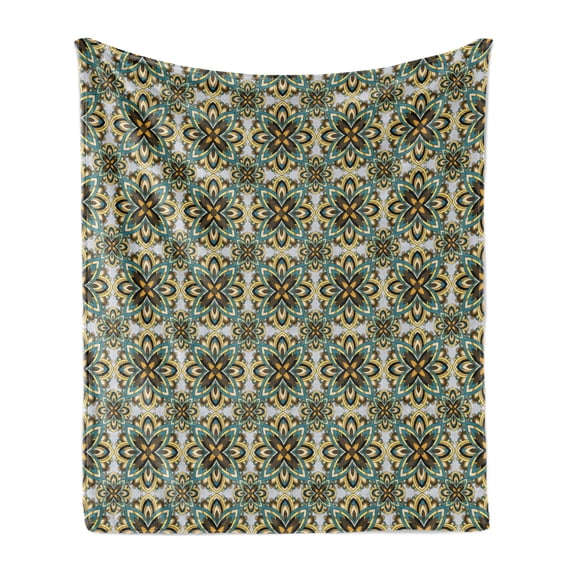 Mandala Soft Flannel Fleece Throw Blanket, Modern Style Universe Motif with Fractal Effects, Cozy Plush for Indoor and Outdoor Use, 50" x 70", Multicolor, by Ambesonne