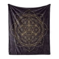 thumbnail image 1 of Mandala Soft Flannel Fleece Throw Blanket, Monochrome Abstract Flower of Life Lotus Floral Mandala Harmony, Cozy Plush for Indoor and Outdoor Use, 50" x 70", Plum and Mustard, by Ambesonne, 1 of 5