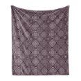 thumbnail image 1 of Mandala Soft Flannel Fleece Throw Blanket, Old Fashioned Design with Square Frames and Vintage Oriental Art Motifs, Cozy Plush for Indoor and Outdoor Use, 70" x 90", Eggplant White, by Ambesonne, 1 of 5