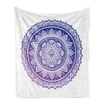 thumbnail image 1 of Mandala Soft Flannel Fleece Throw Blanket, Oriental Bohemian Composition with Flourishing Petals Motif, Cozy Plush for Indoor and Outdoor Use, 50" x 60", Navy Blue Indigo, by Ambesonne, 1 of 6