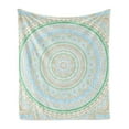 thumbnail image 1 of Mandala Soft Flannel Fleece Throw Blanket, Oriental Motif Ornament in Pastel Tones Illustration, Cozy Plush for Indoor and Outdoor Use, 60" x 80", Pale Blue Pale Sepia, by Ambesonne, 1 of 5