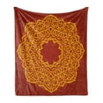 thumbnail image 1 of Mandala Soft Flannel Fleece Throw Blanket, Ornate Painting Indigenous Hippie Influences, Cozy Plush for Indoor and Outdoor Use, 60" x 80", Dark Yellow and Paprika, by Ambesonne, 1 of 5