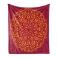 thumbnail image 1 of Mandala Soft Flannel Fleece Throw Blanket, Psychedelic Vibrant Colored Mandala Historical Art Elements, Cozy Plush for Indoor and Outdoor Use, 50" x 70", Vermilion Fuchsia, by Ambesonne, 1 of 5