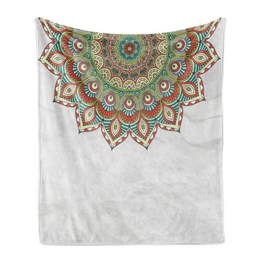 Mandala Soft Flannel Fleece Throw Blanket, Style Mandala Pattern with Floral Cycle of Life Theme Artwork, Cozy Plush for Indoor and Outdoor Use, 70" x 90", Multicolor, by Ambesonne