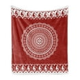 thumbnail image 1 of Mandala Soft Flannel Fleece Throw Blanket, Traditional Paisley Design with Side Frame Borders Image Illustration, Cozy Plush for Indoor and Outdoor Use, 50" x 70", Burgundy White, by Ambesonne, 1 of 5