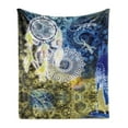 thumbnail image 1 of Mandala Soft Flannel Fleece Throw Blanket, Mandala Tribal Art with Lizards and Dreamcatcher Eagle Style Art, Cozy Plush for Indoor and Outdoor Use, 70" x 90", Blue Yellow, by Ambesonne, 1 of 5