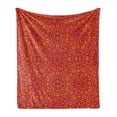 thumbnail image 1 of Mandala Soft Flannel Fleece Throw Blanket, Tribal Motifs Details Floral Wisdom Eastern Oriental Illustration, Cozy Plush for Indoor and Outdoor Use, 50" x 60", Vermilion Apricot Maroon, by Ambesonne, 1 of 5
