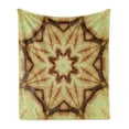 thumbnail image 1 of Mandala Soft Flannel Fleece Throw Blanket, Trippy Thai Flower Motif Dirty Grunge Smear and Rough Stains Art, Cozy Plush for Indoor and Outdoor Use, 50" x 60", Mustard Brown, by Ambesonne, 1 of 5