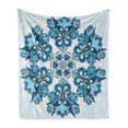 thumbnail image 1 of Mandala Soft Flannel Fleece Throw Blanket, Universe Floral Oriental Cultural Folk Art Pattern Print, Cozy Plush for Indoor and Outdoor Use, 50" x 60", Sky Blue Bluegrey, by Ambesonne, 1 of 6