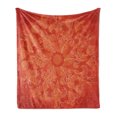 thumbnail image 1 of Mandala Soft Flannel Fleece Throw Blanket, Vibrant Colored Doodle Style Nature Romantic Abstract Bouquet Art, Cozy Plush for Indoor and Outdoor Use, 50" x 60", Scarlet Orange, by Ambesonne, 1 of 5
