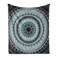 thumbnail image 1 of Mandala Soft Flannel Fleece Throw Blanket, Vintage Yantra with Lines Path of Soul Inner Peace Energy Cosmos Design, Cozy Plush for Indoor and Outdoor Use, 70" x 90", Blue Black, by Ambesonne, 1 of 5