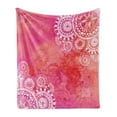 thumbnail image 1 of Mandala Soft Flannel Fleece Throw Blanket, Watercolor Paint Background Plain Hand Drawn Doodles Motifs Print, Cozy Plush for Indoor and Outdoor Use, 60" x 80", Pink Coral White, by Ambesonne, 1 of 5