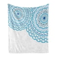 thumbnail image 1 of Mandala Soft Flannel Fleece Throw Blanket, Wedding Invitation Card Theme Lace Mandala and Place for Text Art Print, Cozy Plush for Indoor and Outdoor Use, 60" x 80", Sky Blue Pale Blue, by Ambesonne, 1 of 6
