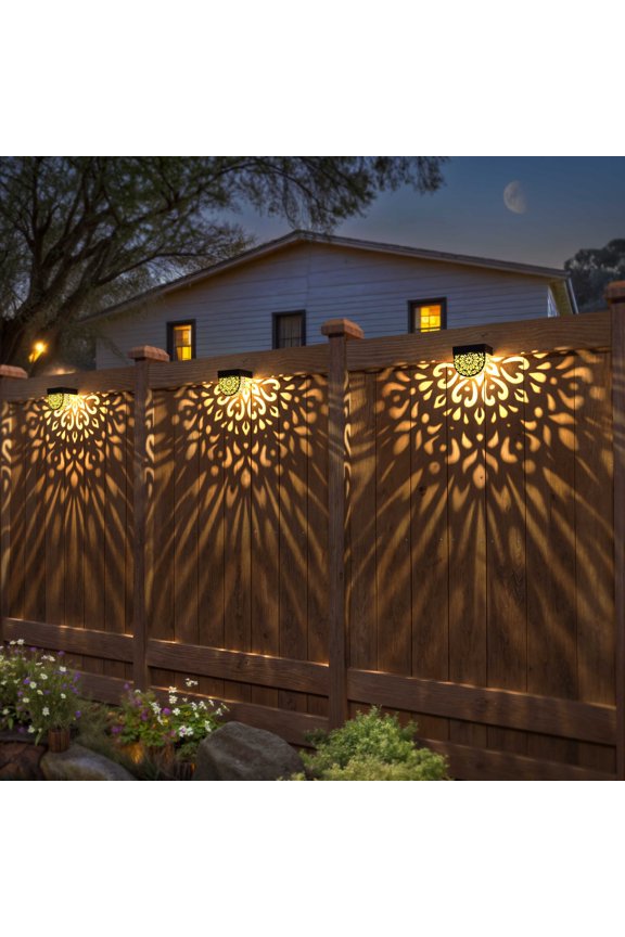 Mandala Solar Fence Lights Outdoor Solar Step Wall Lamp Garden Decor(pack of 6)