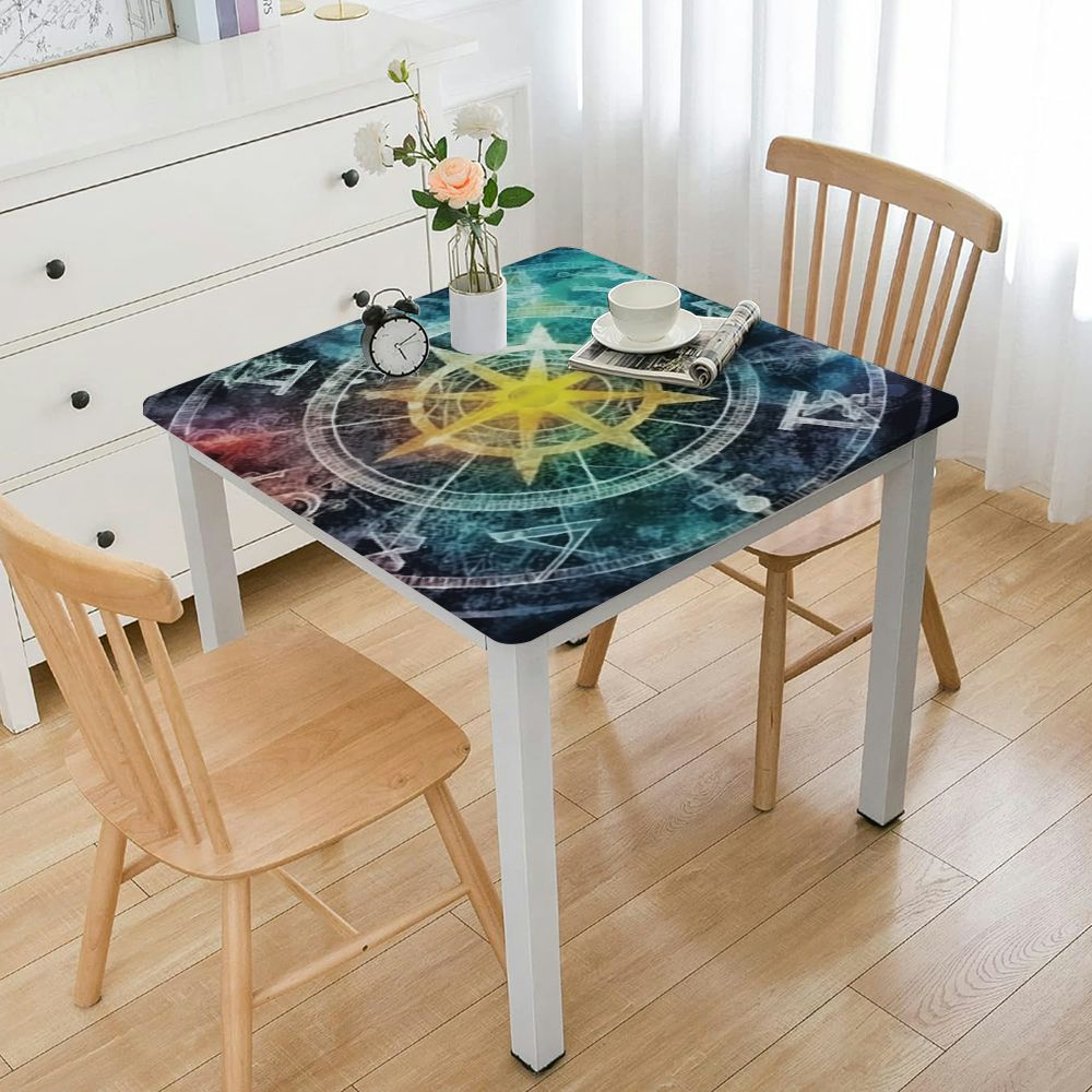 Square Table Geometry Mandala Square Table Cove, Geometry Element Motifs with Star Pattern ...